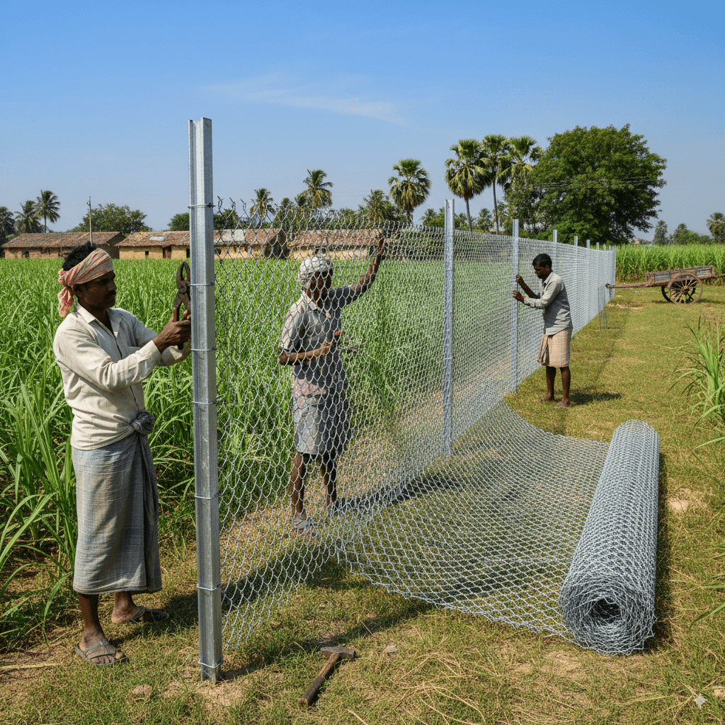 Industrial security fencing installation